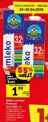 Mleko Łowickie Premium 3,2% UHT promocja w Twój Market