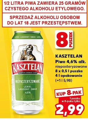 Piwo niepasteryzowane 4.6% alk. promocja w Kaufland