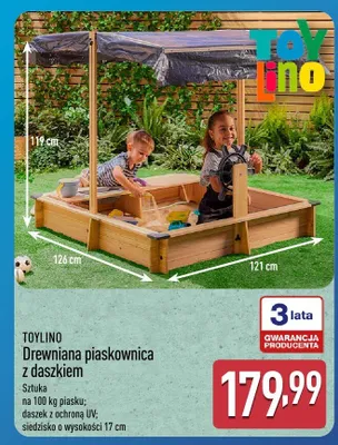 Drewniana piaskownica z daszkiem promocja w Aldi
