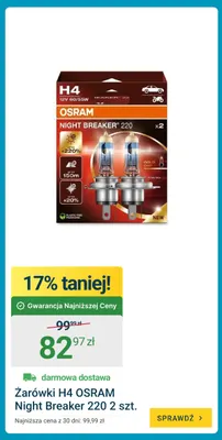 Żarówki H4 Osram Night Breaker 220 2-pak promocja w ERLI