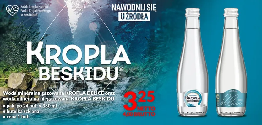 Woda mineralna gazowana Kropla Delice promocja w Makro