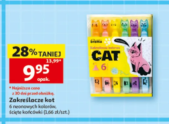 Zakreślacze kot Erema 6-pak promocja w Auchan