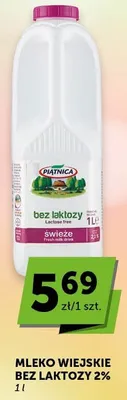 Mleko wiejskie bez laktozy 2% Piątnica promocja w Euro Sklep