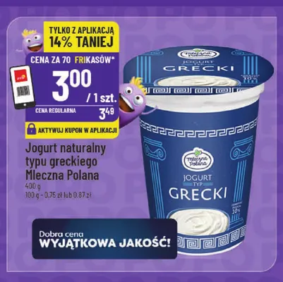 Jogurt naturalny typu greckiego Mleczna Polana promocja w POLOmarket