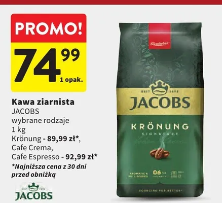 Kawa ziarnista wybrane rodzaje Krönung promocja w Intermarche