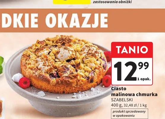 Ciasto malinowa chmurka Szabelski promocja w Intermarche