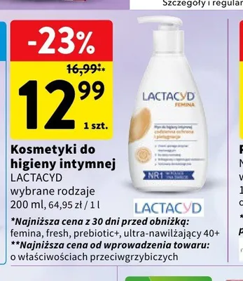 Kosmetyki do higieny intymnej Lactacyd promocja w Intermarche