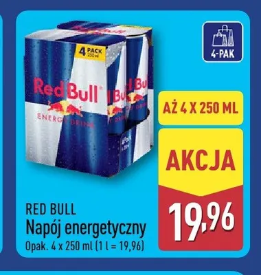Napój energetyczny Red Bull 4-pak 250ml promocja w Aldi
