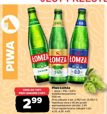 Piwo bezalkoholowe Łomża 0,0% promocja w Netto
