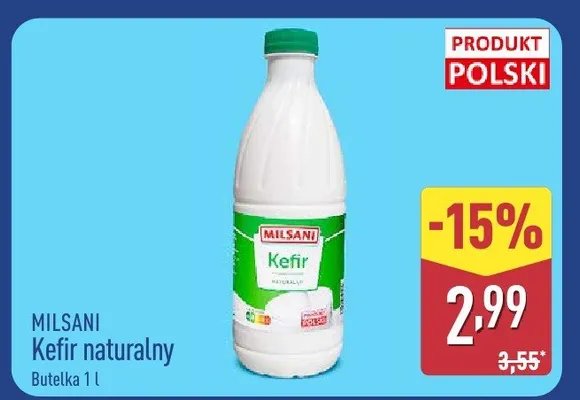 Kefir naturalny Milsani promocja w Aldi