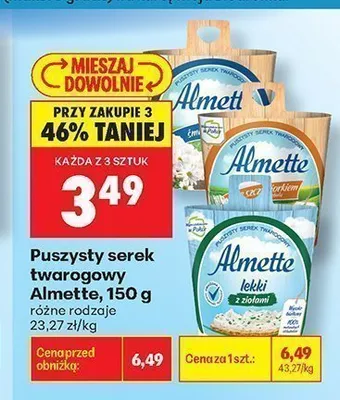 Puszysty serek twarogowy Almette lekki z ziołami promocja w Biedronka