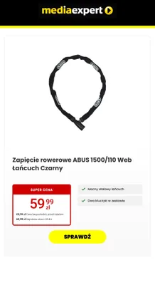 Zapięcie rowerowe 1500/110 Web Łańcuch Czarny promocja w Media Expert