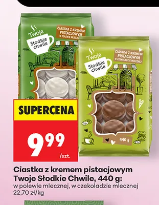 Ciastka z kremem pistacjowym w polewie mlecznej Twoje Słodkie Chwile promocja w Biedronka