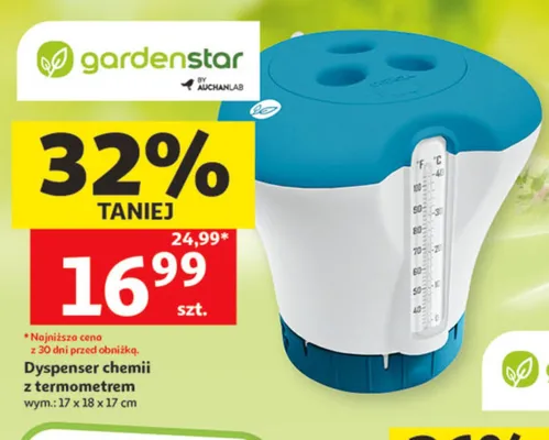 Dyspenser chemii z termometrem gardenstar 17x18x17cm promocja w Auchan
