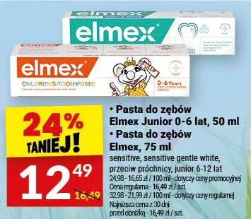 Pasta do zębów Elmex Junior 0-6 lat, 50 ml promocja w Twój Market