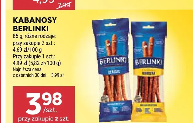 Kabanosy Berlinki z kurczaka promocja w Stokrotka