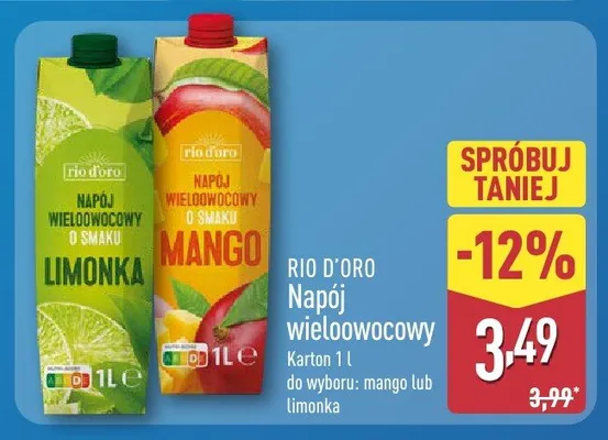 Napój wieloowocowy karton do wyboru: mango lub limonka promocja w Aldi