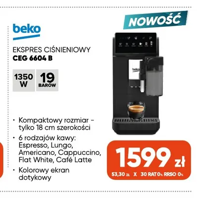 Ekspres ciśnieniowy Ceg 6604 B Beko promocja w Max Elektro