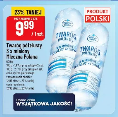 Twaróg półtłusty 3 x mielony Mleczna Polana promocja w POLOmarket