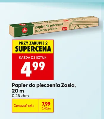 Papier do pieczenia Zosia 20 m promocja w Biedronka