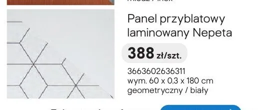 Panel przyblatowy laminowany Nepeta geometryczny / biały 60x0,3x180cm promocja w Castorama