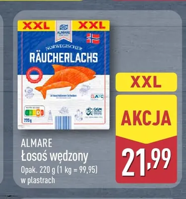 Łosoś wędzony w plastrach Almare promocja w Aldi