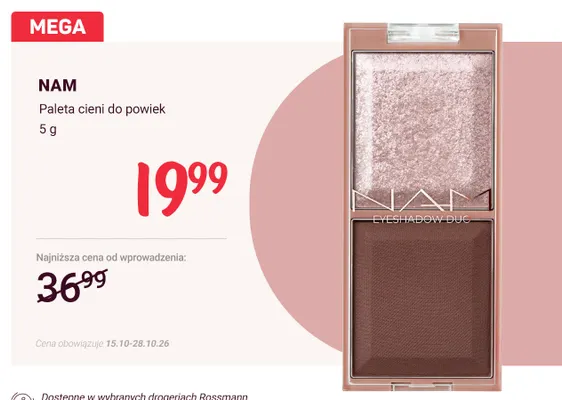 Paleta cieni do powiek NAM promocja w Rossmann