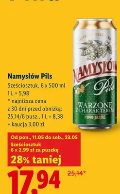 Piwo Namysłów Pils 6-pak 500ml promocja w Lidl