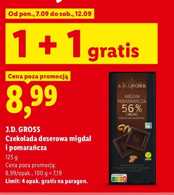 Czekolada deserowa migdał i pomarańcza J.D. Gross promocja w Lidl