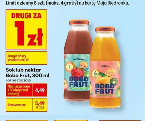 Sok Bobo Frut jabłko morela promocja w Biedronka