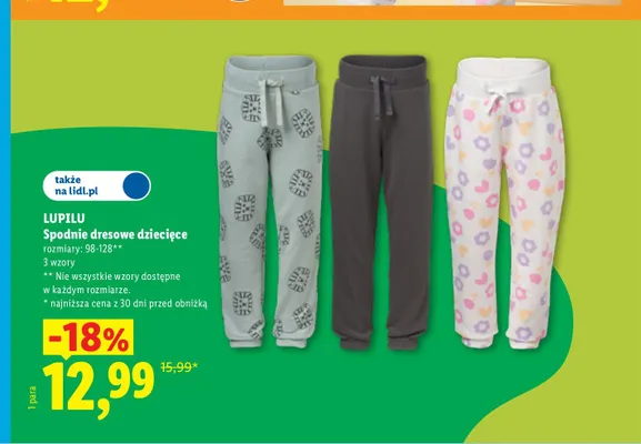 Spodnie dresowe dziecięce Lupilu promocja w Lidl