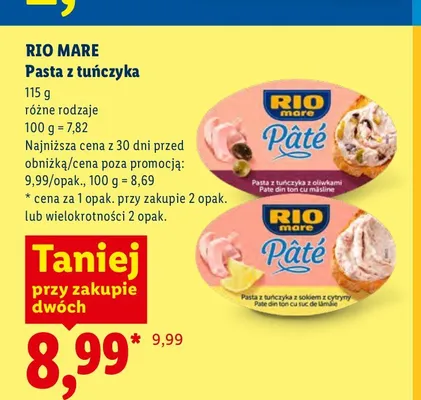Pasta z tuńczyka z oliwkami Rio Mare Paté promocja w Lidl