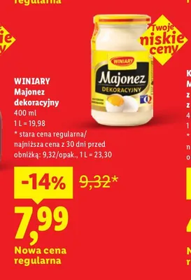 Majonez dekoracyjny Winiary promocja w Lidl