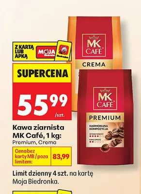 Kawa ziarnista MK Café Premium promocja w Biedronka