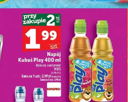 Napój Kubuś Play brzoskwinia promocja w TOPAZ