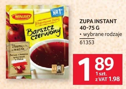 Zupa instant Porcja Rumianej Winiary 40-75g wybrane rodzaje promocja w Selgros