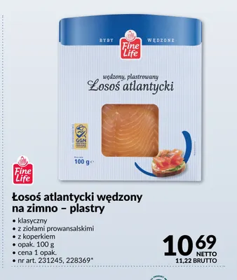 Łosoś atlantycki wędzony na zimno - plastry z ziołami prowansalskimi Fine Life promocja w Makro