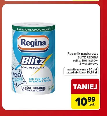 Ręcznik papierowy Regina Blitz 3-warstwowy promocja w Carrefour Market
