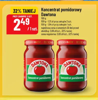 Koncentrat pomidorowy Dawtona promocja w POLOmarket