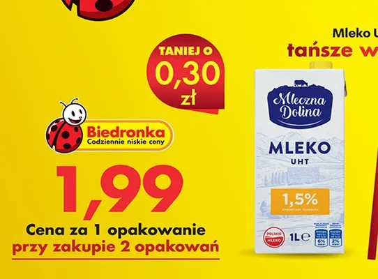 Mleko UHT 1,5% promocja w Biedronka