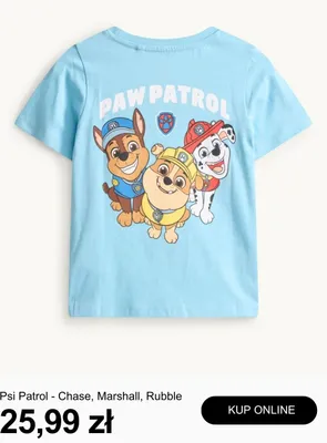 T-shirt dziecięcy Psi Patrol Chase Marshall Rubble promocja w C&A