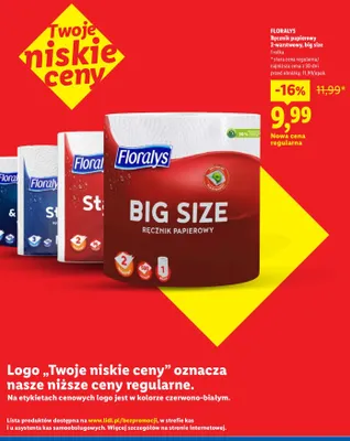 Ręcznik papierowy 2-warstwowy, big size promocja w Lidl