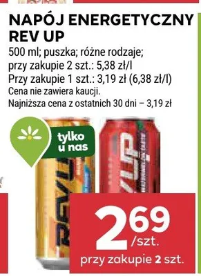 Napój energetyczny Rev Up promocja w Stokrotka