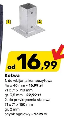 Kotwa do wbijania kompozytowa 46 x 46 mm promocja w Bricomarche