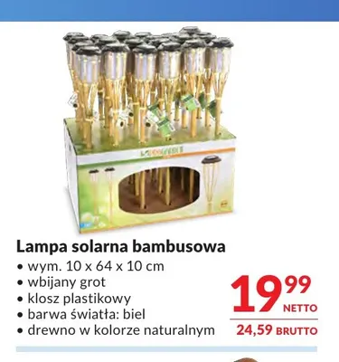 Lampa solarna bambusowa promocja w Makro