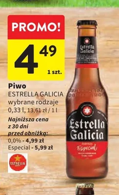 Piwo bezalkoholowe Estrella Galicia 0,0% promocja w Intermarche