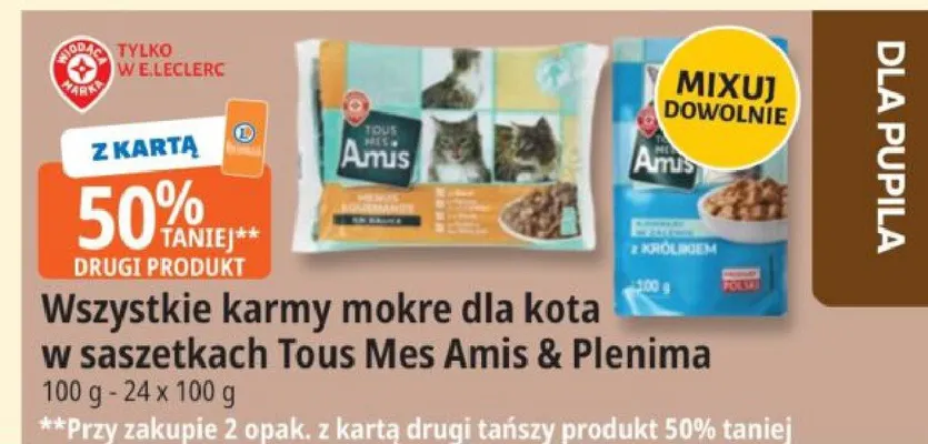 Karma mokra dla kota w saszetkach Tous Mes Amis & Plenima promocja w Leclerc