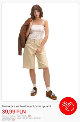 Bermudy z kontrastowymi przeszyciami Cropp promocja w Cropp