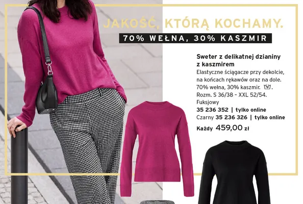 Sweter z delikatnej dzianiny z kaszmirem promocja w Tchibo