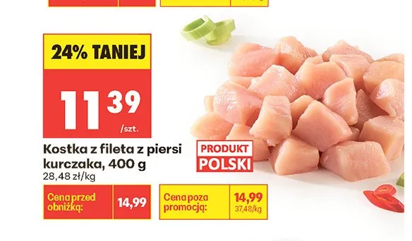 Kostka z fileta z piersi kurczaka promocja w Biedronka